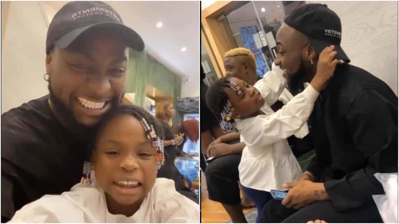 The Moment Imade ‘Question’ Sophia After Davido Flew In From U.S To Celebrate Her 7th Birthday