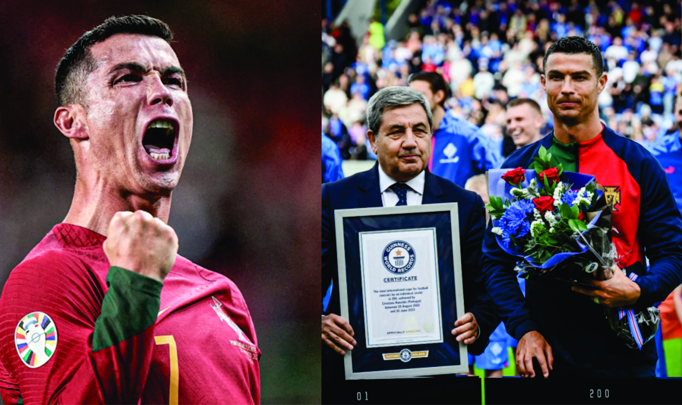 Cristiano Ronaldo presented with a Guinness World Records Plaque as he breaks another vital record